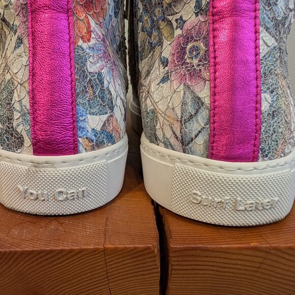 P448 High Top Sneaker RARE Snake-Embossed Floral Print Zip- Size 41/10.5 - Picture 5 of 14